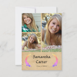 Colourful Leaf - 3x5 Graduation Announcement