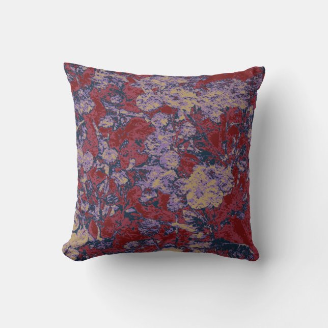 Colourful leaf and flower camouflage pattern cushion (Front)