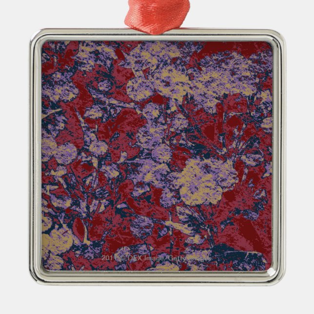 Colourful leaf and flower camouflage pattern metal tree decoration (Front)