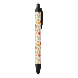 Colourful Leaf Fall Pattern Black Ink Pen