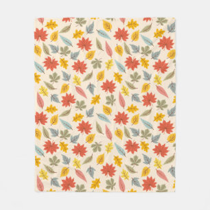 Colourful Leaf Fall Pattern Fleece Blanket