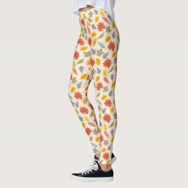 Colourful Leaf Fall Pattern Leggings (Left)