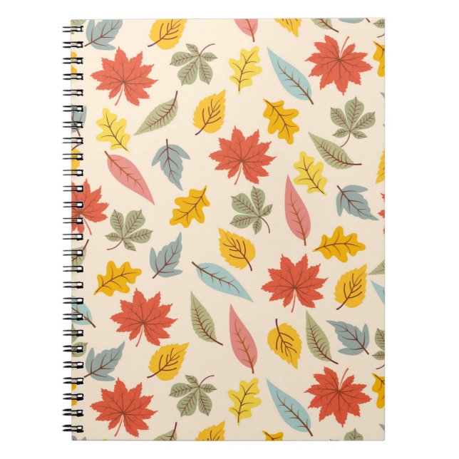 Colourful Leaf Fall Pattern Notebook (Front)