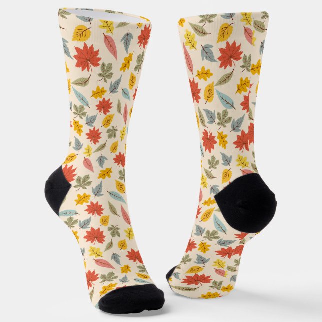 Colourful Leaf Fall Pattern Socks (Angled)