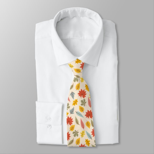 Colourful Leaf Fall Pattern Tie (Tied)