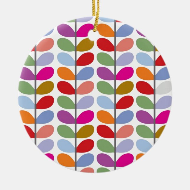 Colourful Leaf Pattern Ceramic Tree Decoration (Front)
