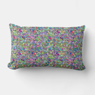 Colourful Leaf Pattern Reversible Boho Throw Pillo Lumbar Cushion