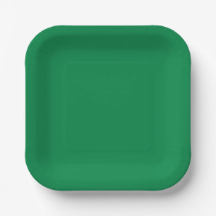 Colourful leaf pattern solid green paper plate