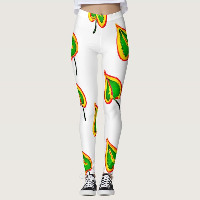 Colourful Leaf Repeat Leggings (Front)