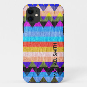 Colourful Leather Chevron Stripes #3 iPhone 11 Case