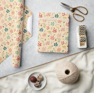 Colourful Leaves and Acorns Wrapping Paper