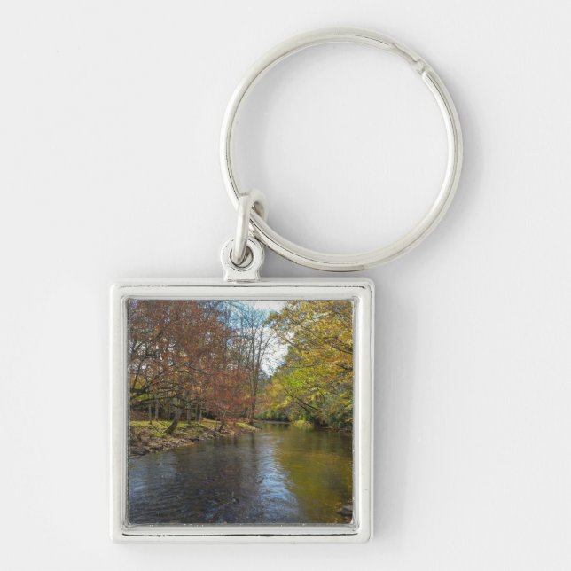 Colourful Leaves Fall Reflections on Autumn Stream Key Ring (Front)