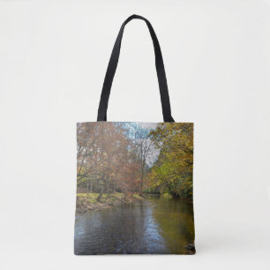 Colourful Leaves Fall Reflections on Autumn Stream Tote Bag