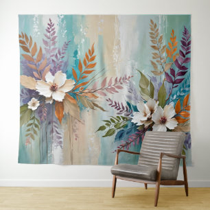 Colourful Leaves Floral-Abstract Beachy Tapestry
