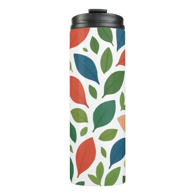 Colourful Leaves & Flowers Seamless Pattern - Natu Thermal Tumbler (Front)
