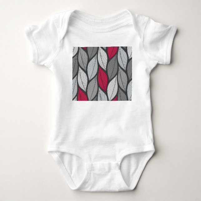Colourful leaves: hand-drawn seamless pattern. baby bodysuit (Front)