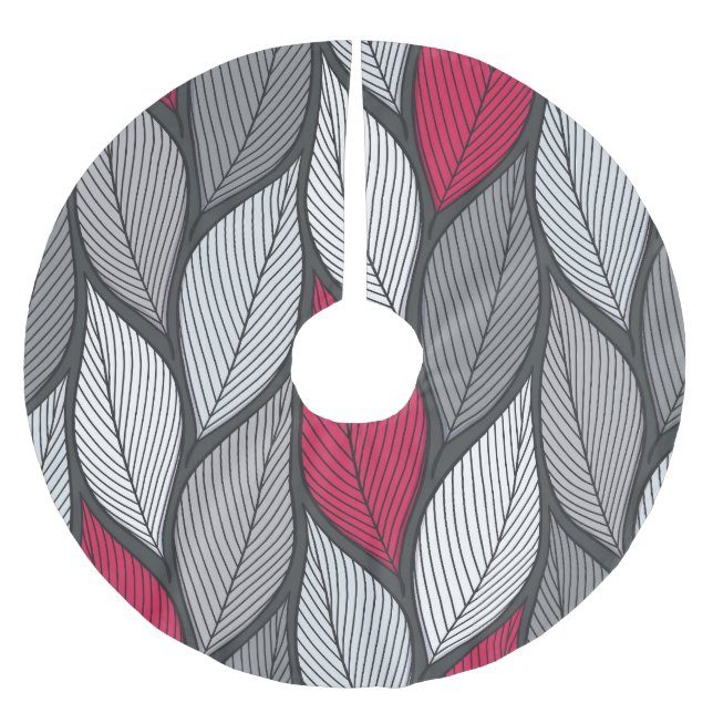 Colourful leaves: hand-drawn seamless pattern. brushed polyester tree skirt (Front)