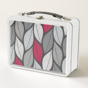 Colourful leaves: hand-drawn seamless pattern. metal lunch box