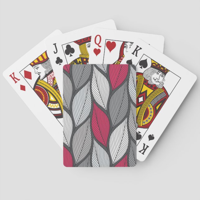 Colourful leaves: hand-drawn seamless pattern. playing cards (Back)