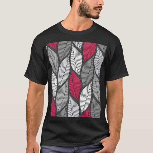 Colourful leaves: hand-drawn seamless pattern. T-Shirt (Front)