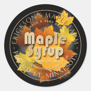 Colourful Leaves Maple Syrup Customisable Label