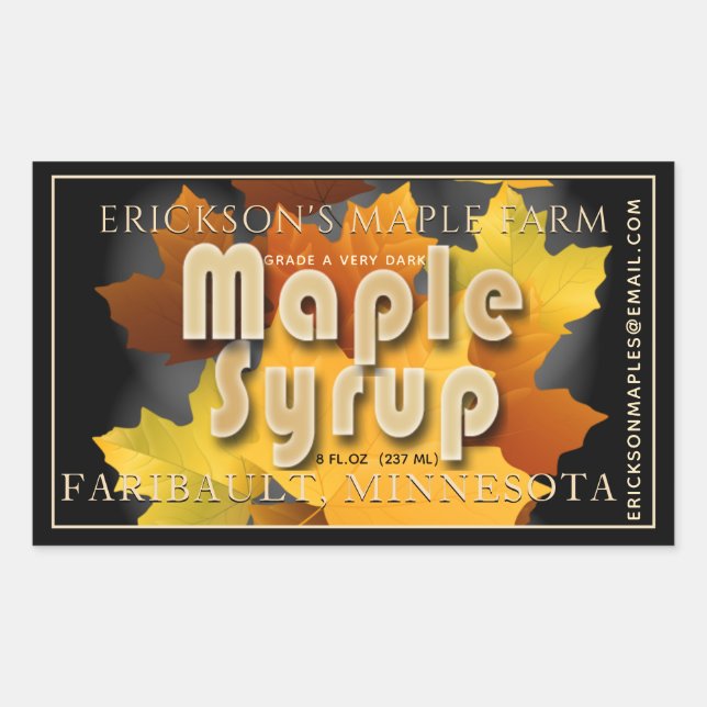 Colourful Leaves Maple Syrup Fully Editable Label (Front)