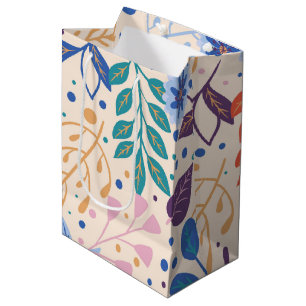 Colourful Leaves Modern Foliage Pattern Medium Gift Bag