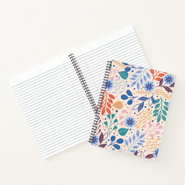 Colourful Leaves Modern Foliage Pattern Notebook (Inside)