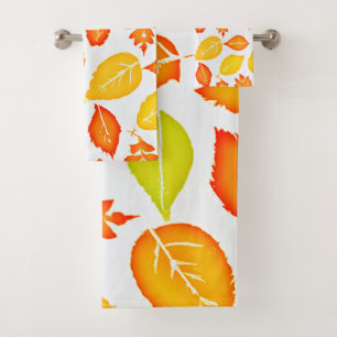 Colourful Leaves Pattern Bath Towel Set