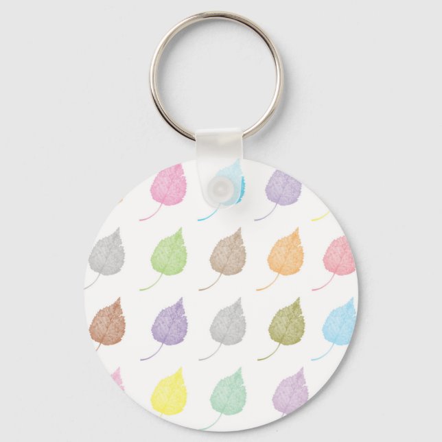 Colourful leaves pattern key ring (Front)