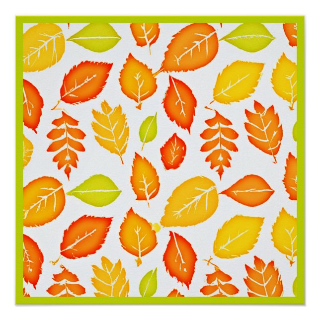 Colourful Leaves Pattern Poster (Front)