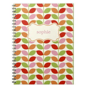 Colourful Leaves Personalised Notebook - Pink