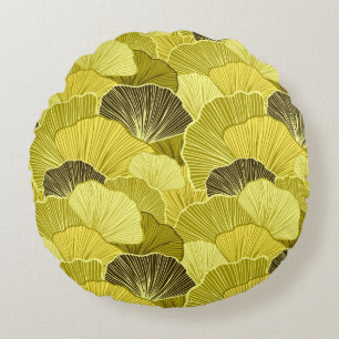 Colourful leaves: seamless olive pattern. round cushion