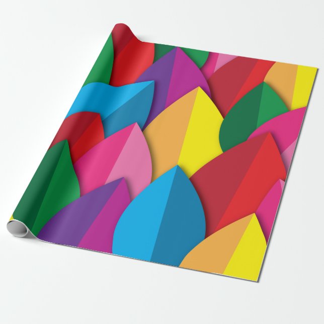 Colourful Leaves Wrapping Paper (Unrolled)