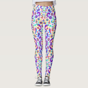 Colourful leggings with a vibrant paisley pattern