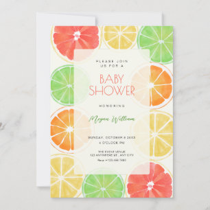Colourful lemon baby shower invitation