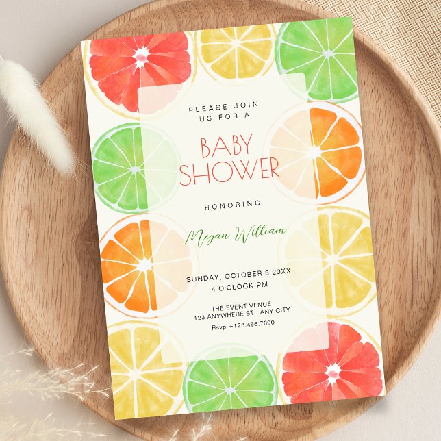 Colourful lemon baby shower invitation (Creator Uploaded)