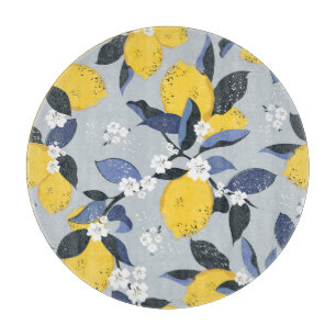 Colourful Lemons: Citrus Floral Pattern Cutting Board