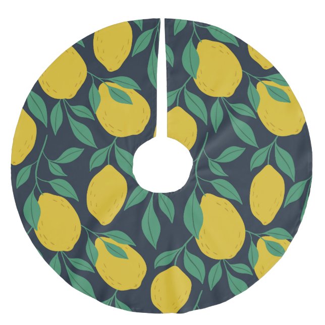 Colourful Lemons: Hand Drawn Vibrance. Brushed Polyester Tree Skirt (Front)