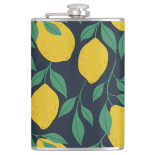 Colourful Lemons: Hand Drawn Vibrance. Hip Flask