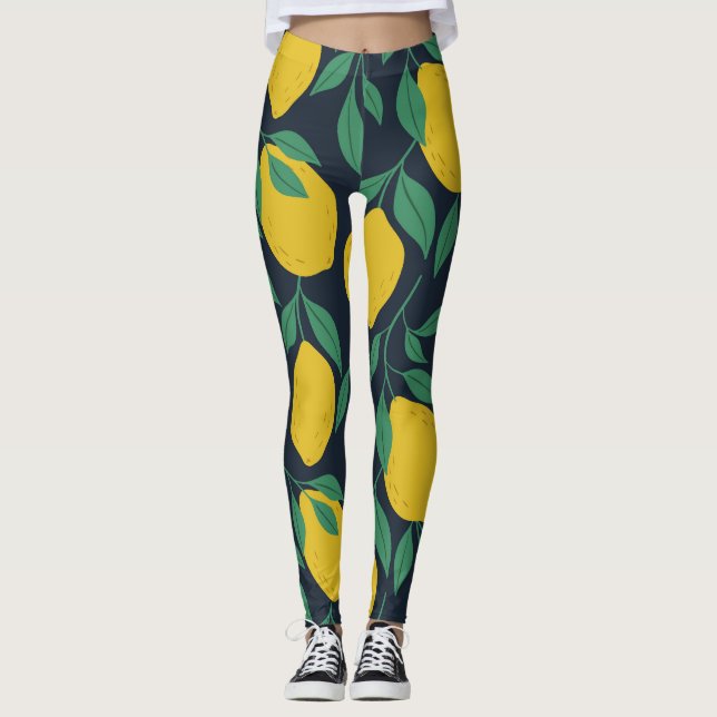 Colourful Lemons: Hand Drawn Vibrance. Leggings (Front)