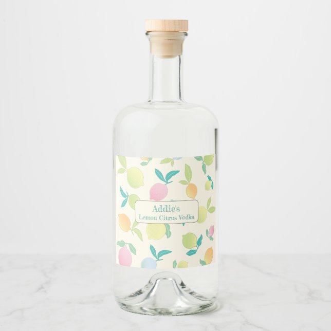 Colourful Lemons Liquor Bottle Label (Front)