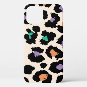 Colourful leopard animal design and backgroundprin iPhone 12 case