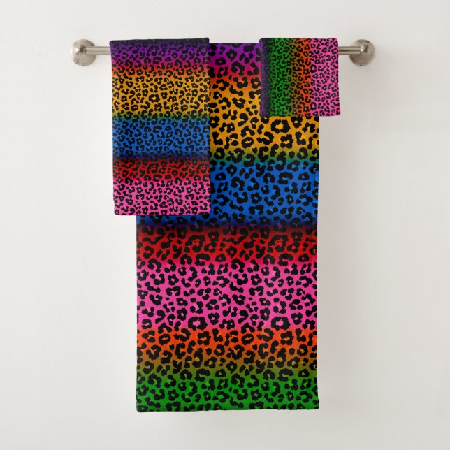 Colourful Leopard Animal Print Design  Bath Towel Set (Insitu)