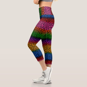 Colourful Leopard Animal Print Design  Capri Leggings