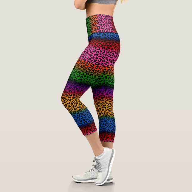 Colourful Leopard Animal Print Design  Capri Leggings (Left)