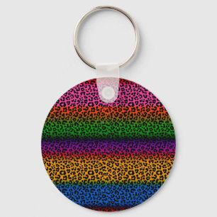 Colourful Leopard Animal Print Design Key Ring