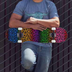Colourful Leopard Animal Print Design  Skateboard