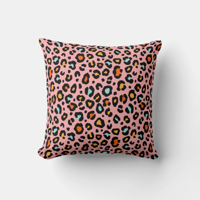 Colourful Leopard: Fashion Vintage Pattern Cushion (Front)
