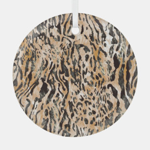 Colourful Leopard Metre Textile Pattern Glass Tree Decoration